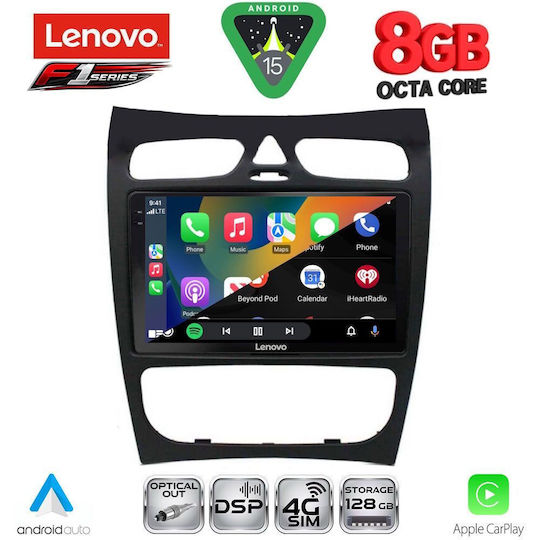 Lenovo Ηχοσύστημα Αυτοκινήτου για Mercedes-Benz CLK Class 2000-2004 (Bluetooth/USB/WiFi/GPS/Apple-Carplay/Android-Auto) με Οθόνη Αφής 9"
