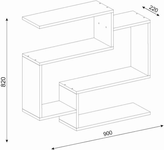 Wall Shelf White 90x22x82cm