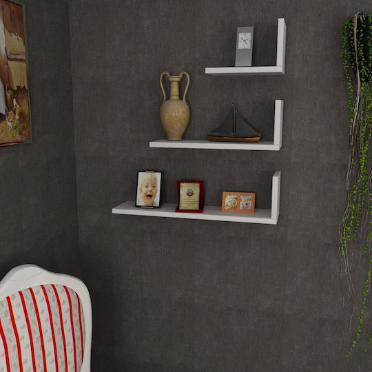 Atlas Wall Shelves White 3 Pieces 60x14.5x16.3 cm
