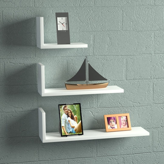 Atlas Wall Shelves White 3 Pieces 60x14.5x16.3 cm
