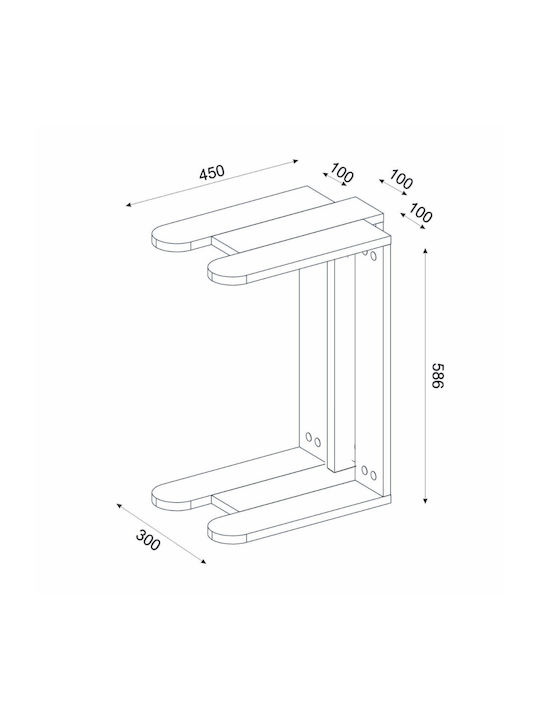 Masă Laterală Rectangulară Din Lemn Travertine Lățime 30xLungime 45xÎnălțime 58.6 cm