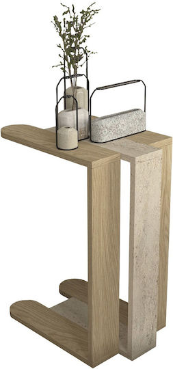 Masă Laterală Rectangulară Din Lemn Travertine Lățime 30xLungime 45xÎnălțime 58.6 cm