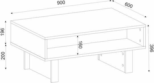 Rectangular Central Coffee Table Selinos Wooden Sandstone M90xW60xH39.6cm