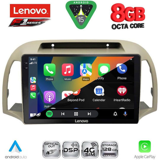 Lenovo Car Audio System for Nissan Micra 2002-2010 (Bluetooth/USB/WiFi/GPS/Apple-Carplay/Android-Auto) with Touch Screen 9"