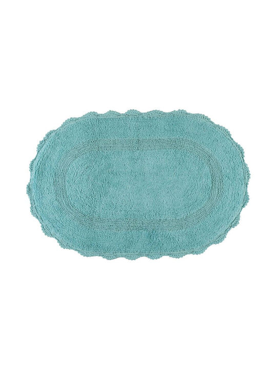 Beauty Home Non-Slip Bath Mat Cotton Oval 3281 Gray 50x80 cm