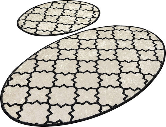 L'Εssentiel Maison Bath Mats Set Oval White-black 2pcs