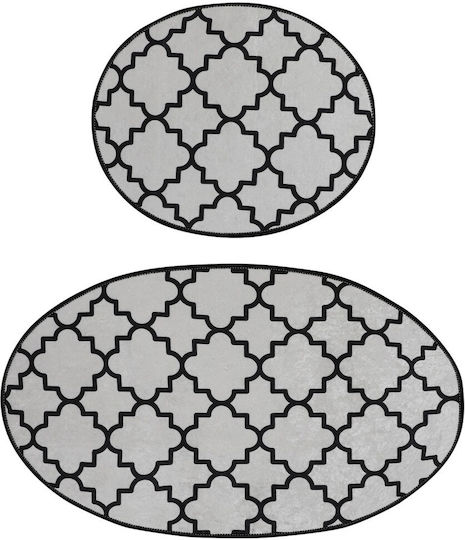 L'Εssentiel Maison Bath Mats Set Oval White-black 2pcs