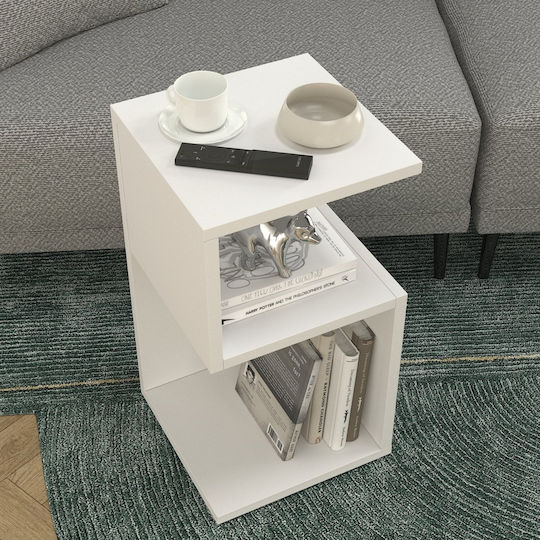 Bedside Table Kaylee Wooden White 30x30x55cm
