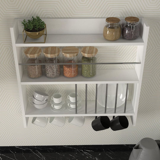 UnicUtil Wall Wooden Shelf 76x15x72cm White
