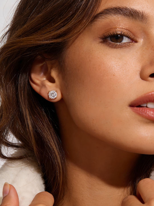 Chrysothemiss Women's Earrings Classic Spark Studs Round White Crystal Cz