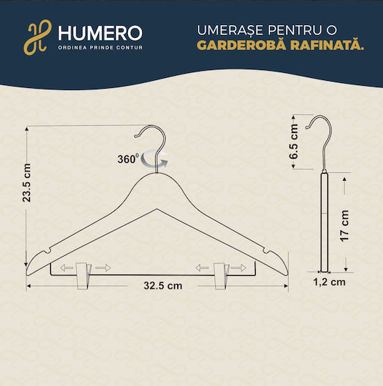 Humero Umeraș pentru Dulap pentru pantaloni Lemn Roz 5buc