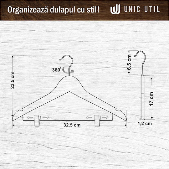 UnicUtil Umeraș pentru Dulap pentru pantaloni Lemn Albastru UUUM36X10 10buc
