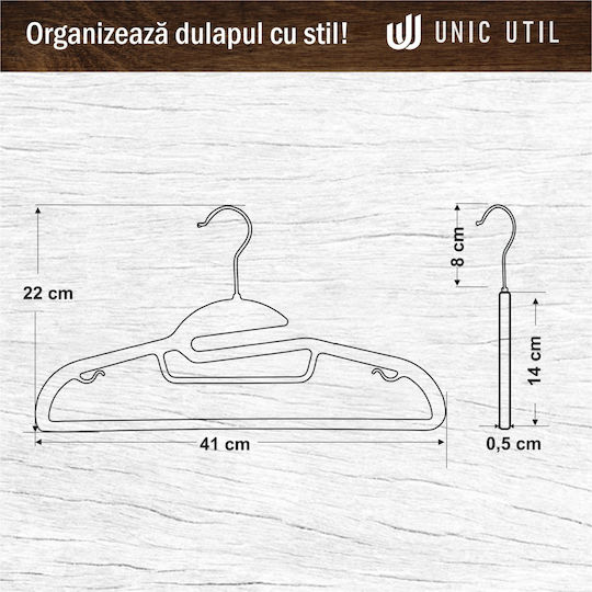 UnicUtil Umeraș pentru Haine Gri UUUM52X40 40buc