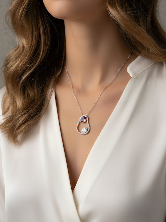 Chrysothemiss Damen Halskette Amethyst Glow Vergoldete Lila Kristall