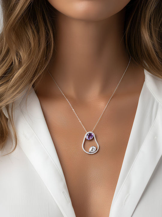 Chrysothemiss Damen Halskette Amethyst Glow Vergoldete Lila Kristall