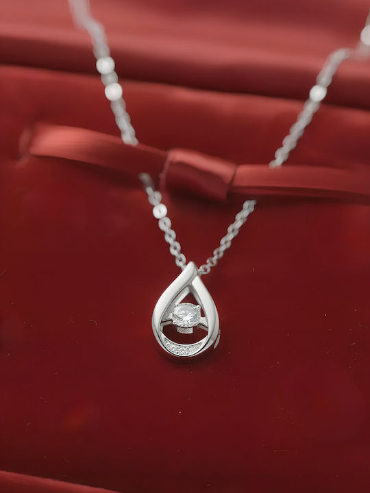 Chrysothemiss Дамска Огърлица Dancing Crystal Посребрена Бял Кристал Swarovski