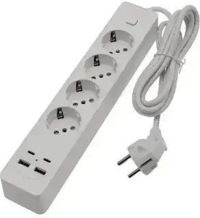 Jortan Power Strip with Surge Protection 4 Positions with 4 USB-A, USB-C, Switch and Cable 2m