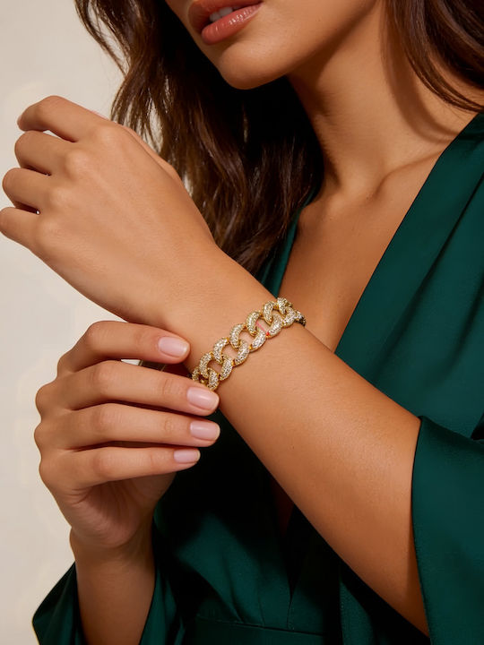 Дамска гривна Chrysothemiss Aurum Glace бял циркон позлатена с 14k злато