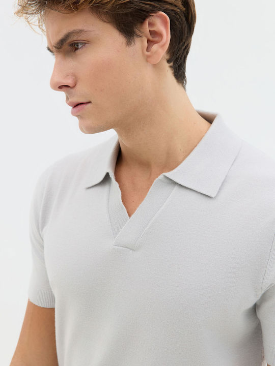 Polo Kurzarmbluse Light Grey