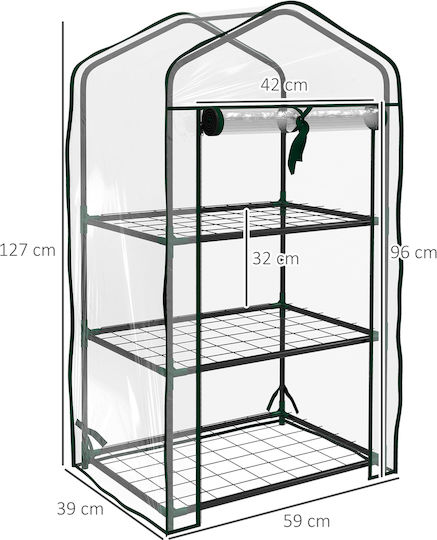 Outsunny 84H-069V00CR Θερμοκήπιο με Μεταλλικό Σκελετό και Ράφια 0.59x0.39x1.27m