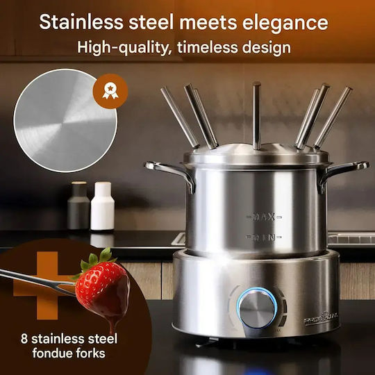 Profi Cook Vas pentru Fondue Electric din Oțel Inoxidabil Gri 28.1buc
