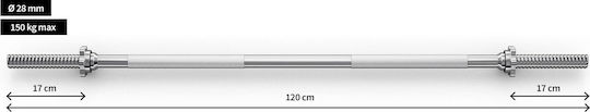 Zipro Ίσια Μπάρα Φ28mm 6.2kg Μήκους 120cm με Κολάρα Ασφαλείας