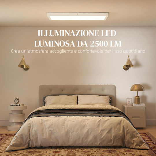 HomCom Таванно осветление 60бр Бяла с Вграден LED