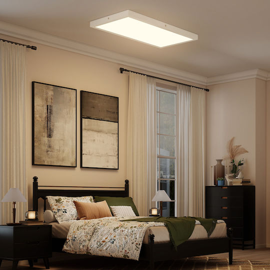 HomCom Таванно осветление 60бр Бяла с Вграден LED