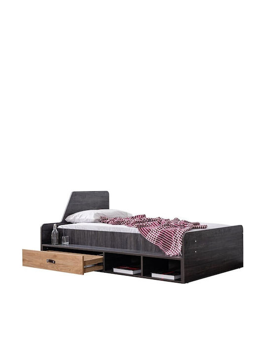 Ξύλινο Παιδικό Κρεβάτι Συρτάρια Γκρι 90x190cm