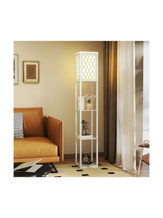 HomCom Stehleuchte H160xB26cm. mit Fassung für Lampe E27 Weiß