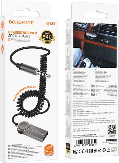 Aux Car Cable Borofone Bc56 Peaceful Spring Bluetooth Audio Receiver Black