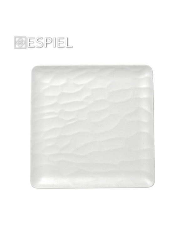 Espiel Flacher Teller Teller Untiefe Platz aus Melamin Weiß 26x26cm 6Stück