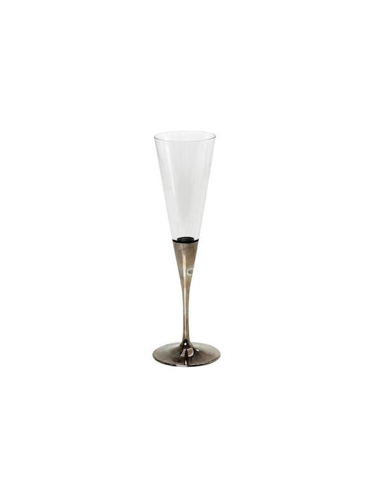 Espiel Set Gläser Champagner aus Glas in Silber Farbe Mit Stiel 150ml 6Stück