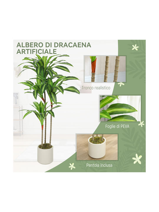 Homcom Artificial Plant Dracaena Green Peva Wood Pot Container Pp Cement 60x40x120 cm 83c-194v00gn