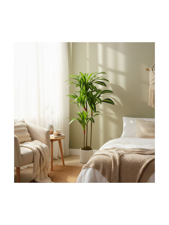 Homcom Artificial Plant Dracaena Green Peva Wood Pot Container Pp Cement 60x40x120 cm 83c-194v00gn