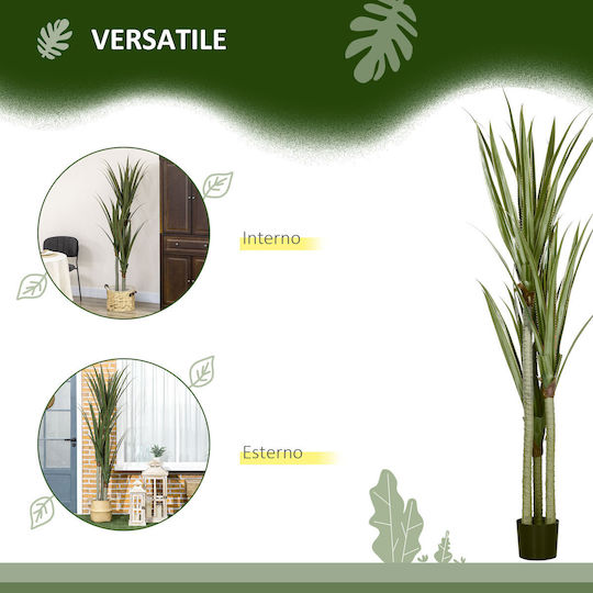 HomCom Dekorative Künstliche Yucca Pflanze 190 cm 39 Blätter Topfpflanze Peva Zement