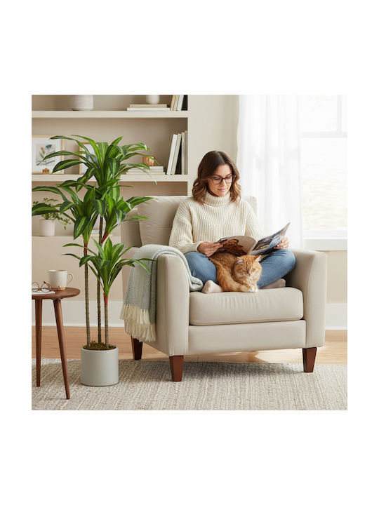 Homcom Artificial Plant Dracaena Green Peva Wood Pot Container Pp Cement 60x40x120 cm 83c-194v00gn