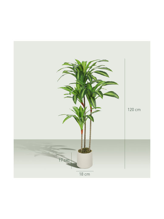 Homcom Artificial Plant Dracaena Green Peva Wood Pot Container Pp Cement 60x40x120 cm 83c-194v00gn