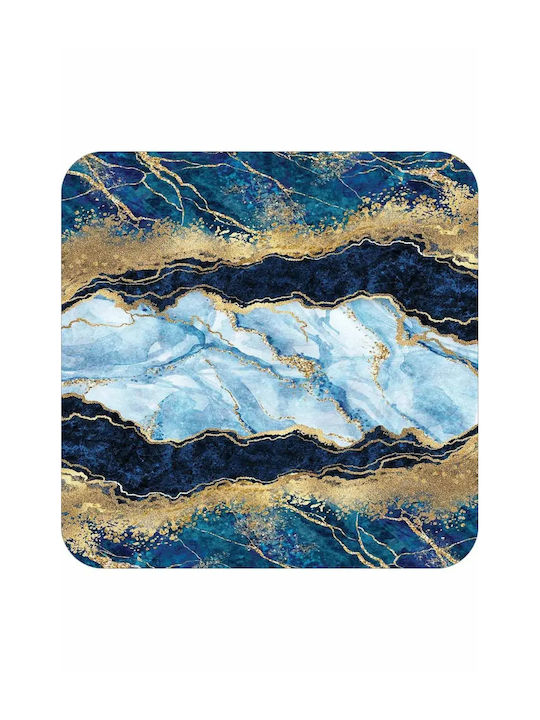 Bath Mat Set Blue Marble Gold Details 50 X 50 Cm + 50 X 80 Cm