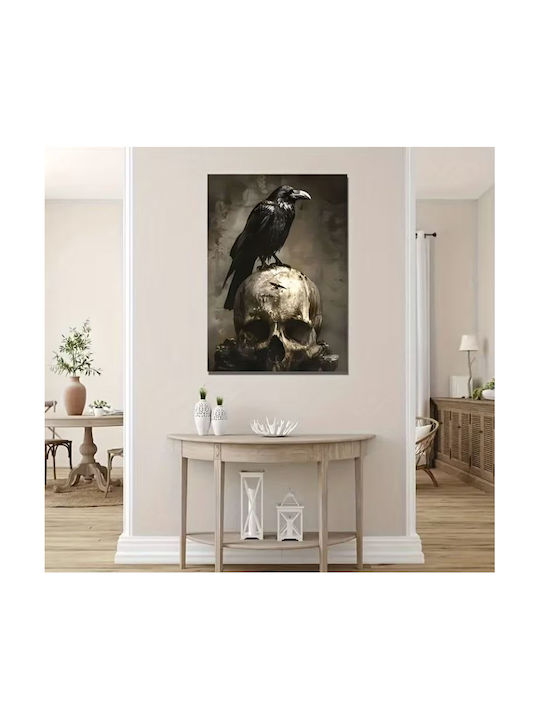 Canvas Print 60×40cm Crow & Skull Without Frame