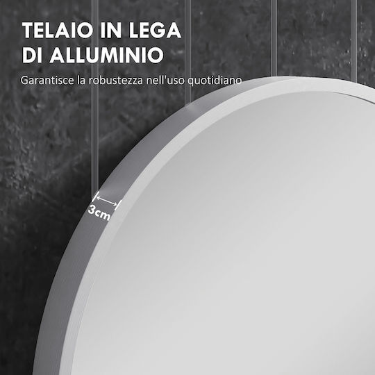 HomCom Οβάλ Καθρέπτης Μπάνιου από Μέταλλο 60x90cm Ασημί