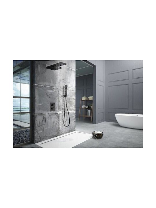 Excel Built-in Mixer, Hand Shower & Shower Head Set for Shower 3 Exits Black