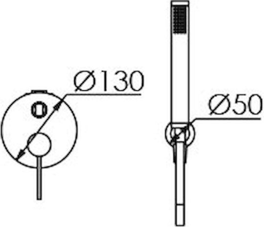 Excel Set Mischer, Handbrause & Duschkopf für Wandmontage für Dusche 2 Ausgänge Silber