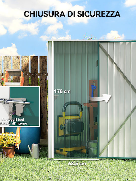 Depozit Metalic De Grădină Galvanizat Verde L1,615xLățime0,945xÎnălțime1,96m
