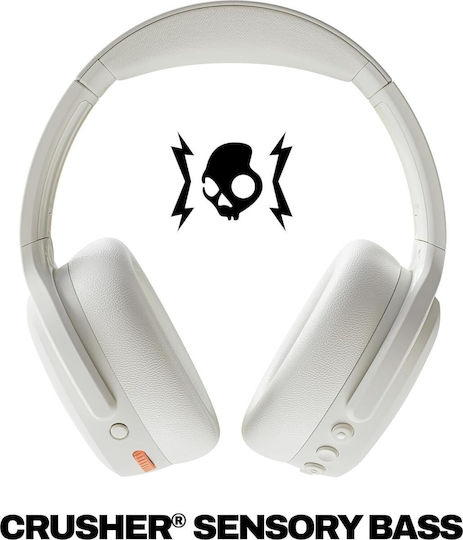 Skullcandy Crusher ANC 2 Wireless / Wired Over Ear Headphones with 60 hours of Operation and Quick Charge White/Orange