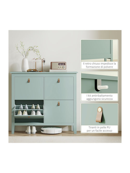 Wooden Shoe Organizer Green 105x24x95.5cm