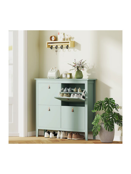 Wooden Shoe Organizer Green 105x24x95.5cm