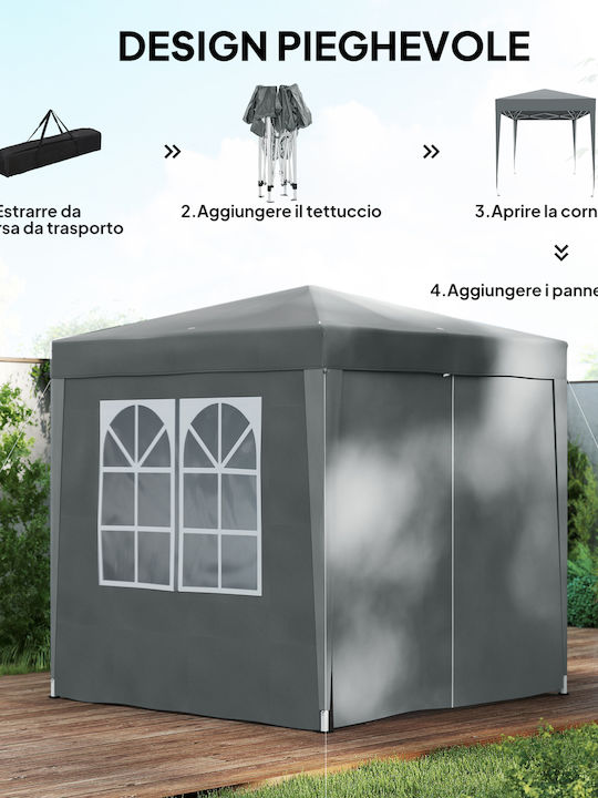 Outsunny Πτυσσόμενο Κιόσκι Κήπου Γκρι 2x2m