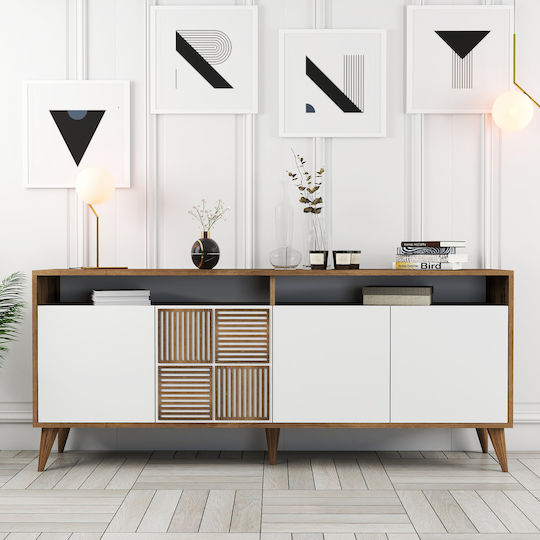 Milan Living Room Set 3 Pieces Walnut White