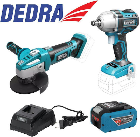 Dedra Σετ Γωνιακός Τροχός & Μπουλονόκλειδο 18V με Μπαταρίες
